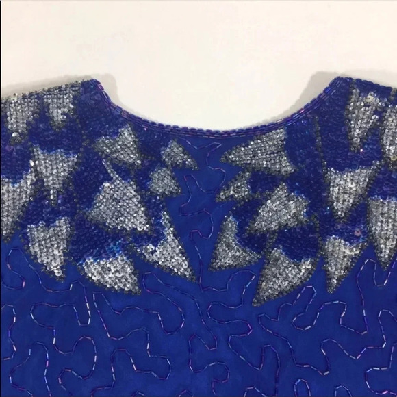 Silky Nites Vintage Sequin 80s Silk Dress - Picture 5 of 9